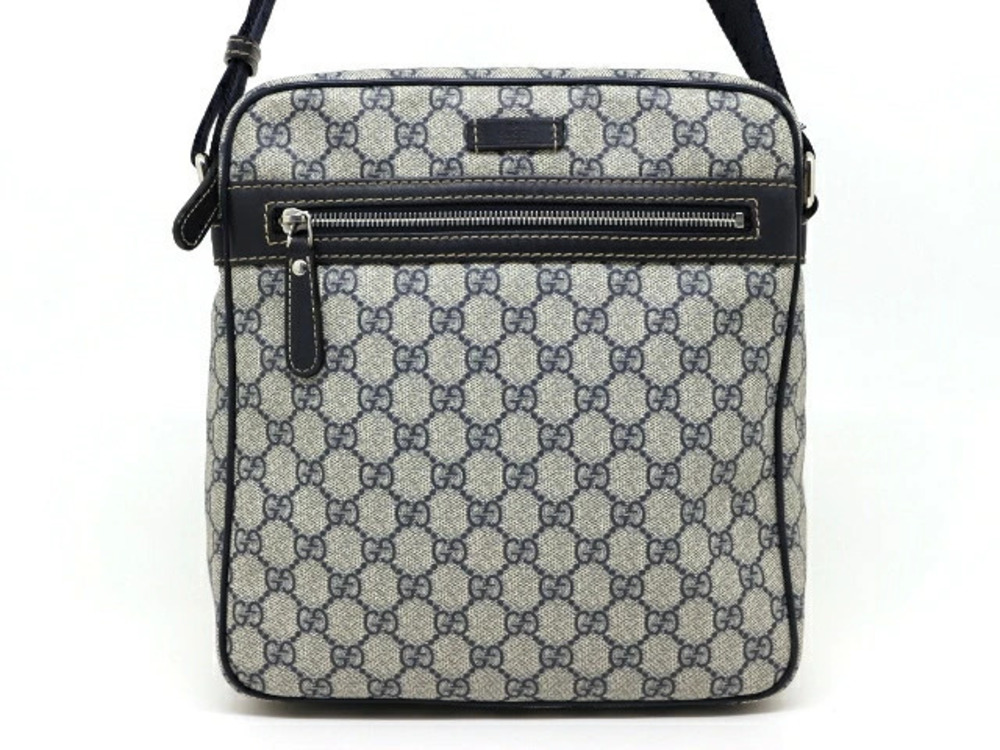 Gucci bag shoulder GG Supreme canvas Beige Cream Navy Blue